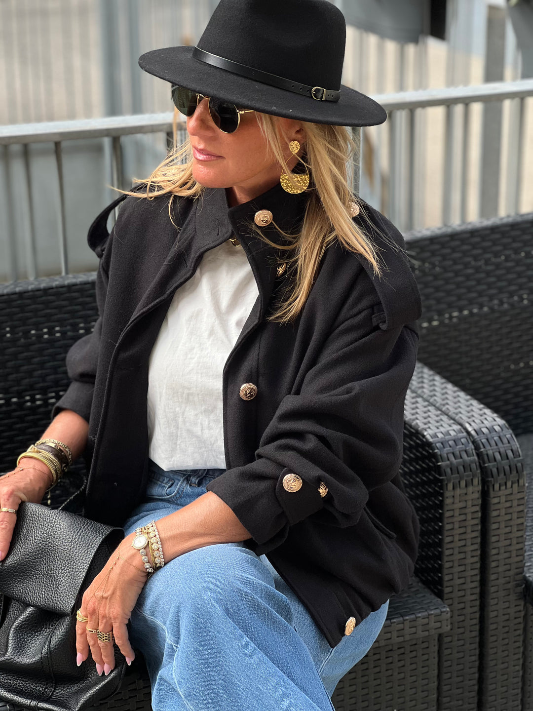Veste boutons or 873 Noir