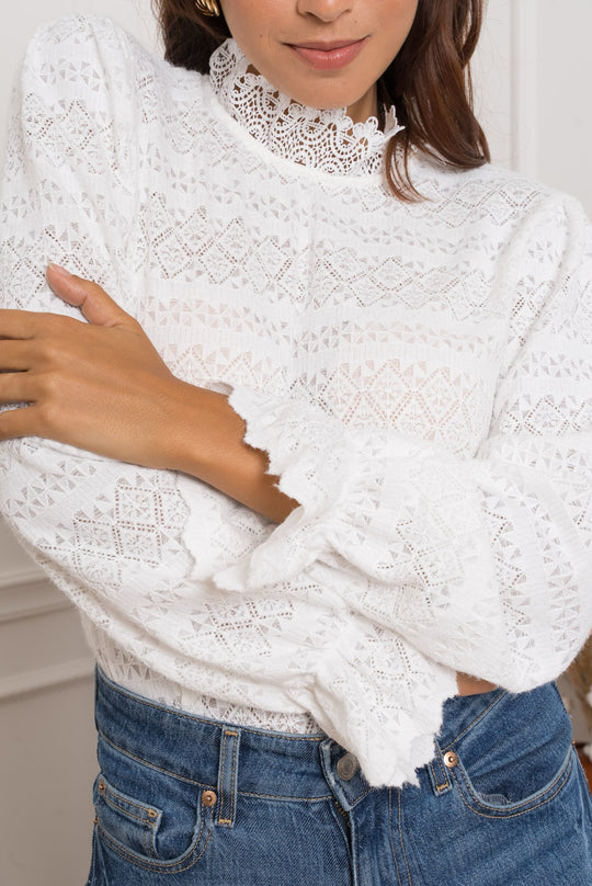 Blouse brodé beige Mia/k-JP3223