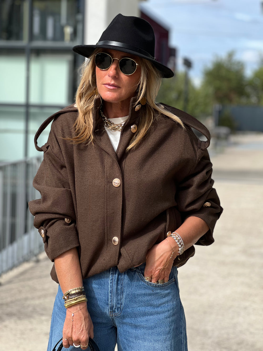 Veste bouton or 873 choco