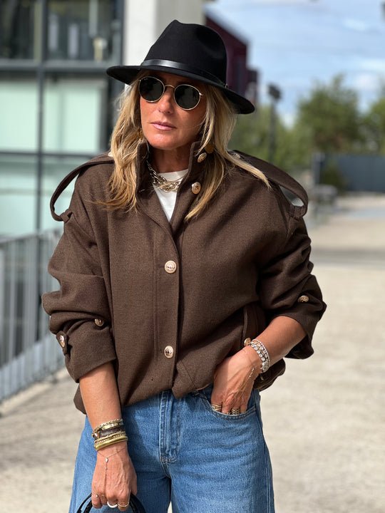 Veste bouton or 873 choco