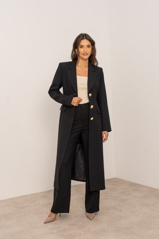 Manteau long boutons Or noir 2515