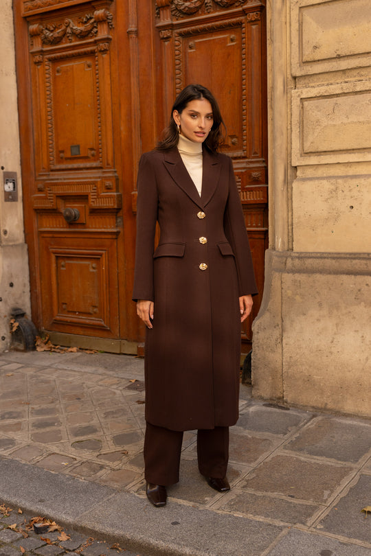 Manteau long boutons Or Choco 2515
