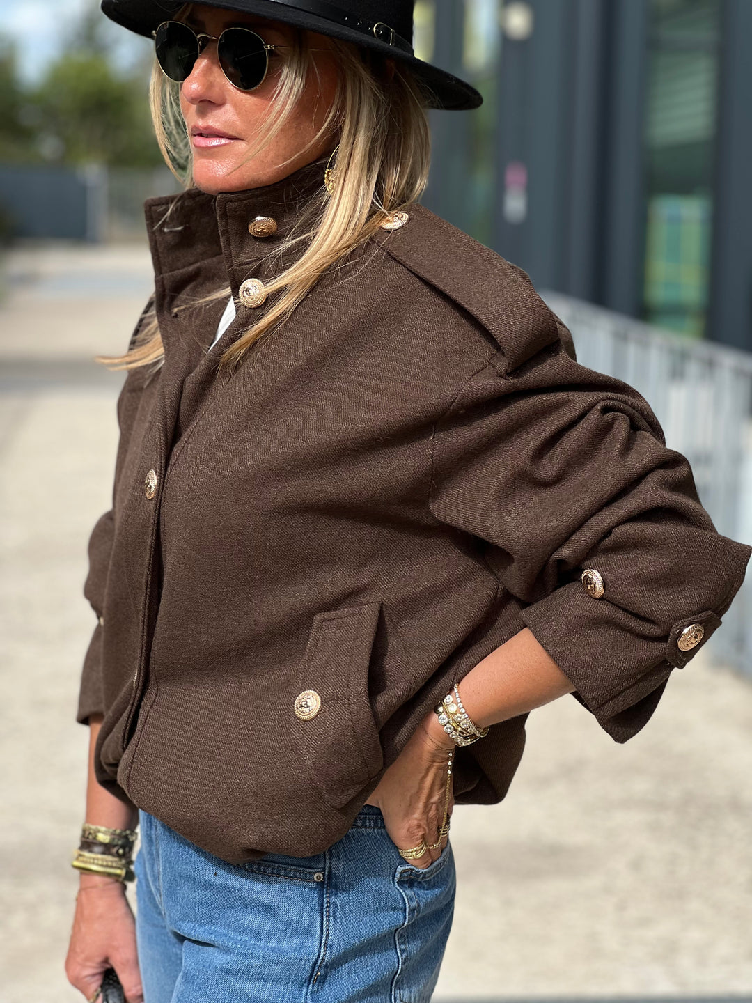 Veste bouton or 873 choco