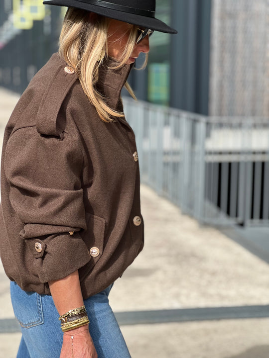 Veste bouton or 873 choco