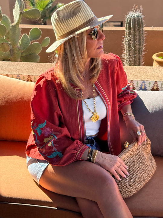 Gilet veste brodé sur les manches 2028