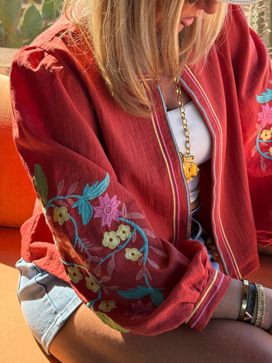 Gilet veste brodé sur les manches 2028