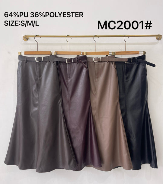 Jupe similicuir longue évasée Bordeaux 2001