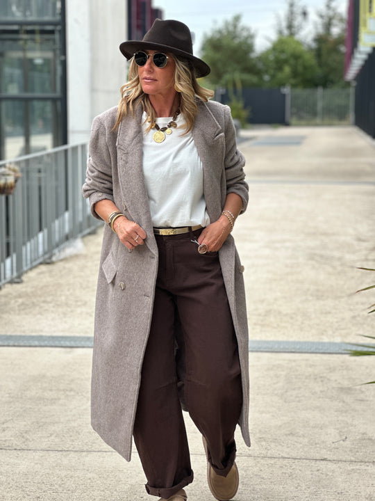 Manteau long beige clair boutons 24768