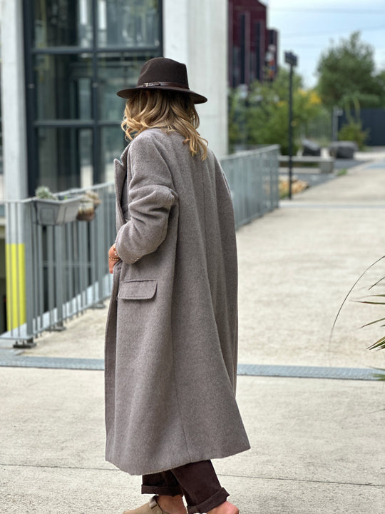 Manteau long beige clair boutons 24768