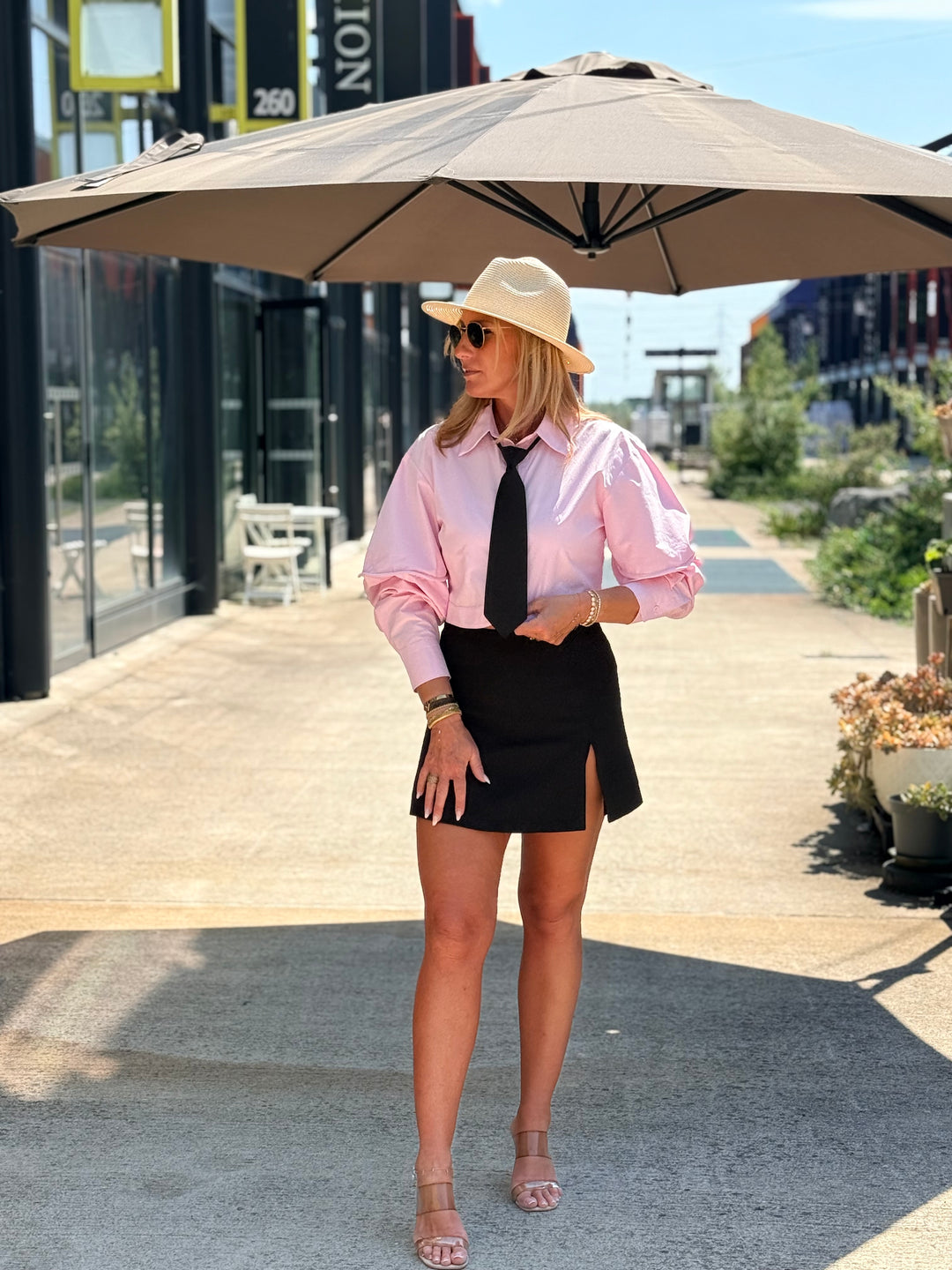 Chemise crop top ROSE avec cravate 12915
