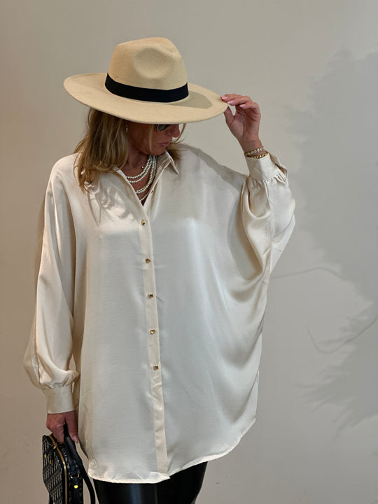 Chemise loose satin Asma beige /PF-01