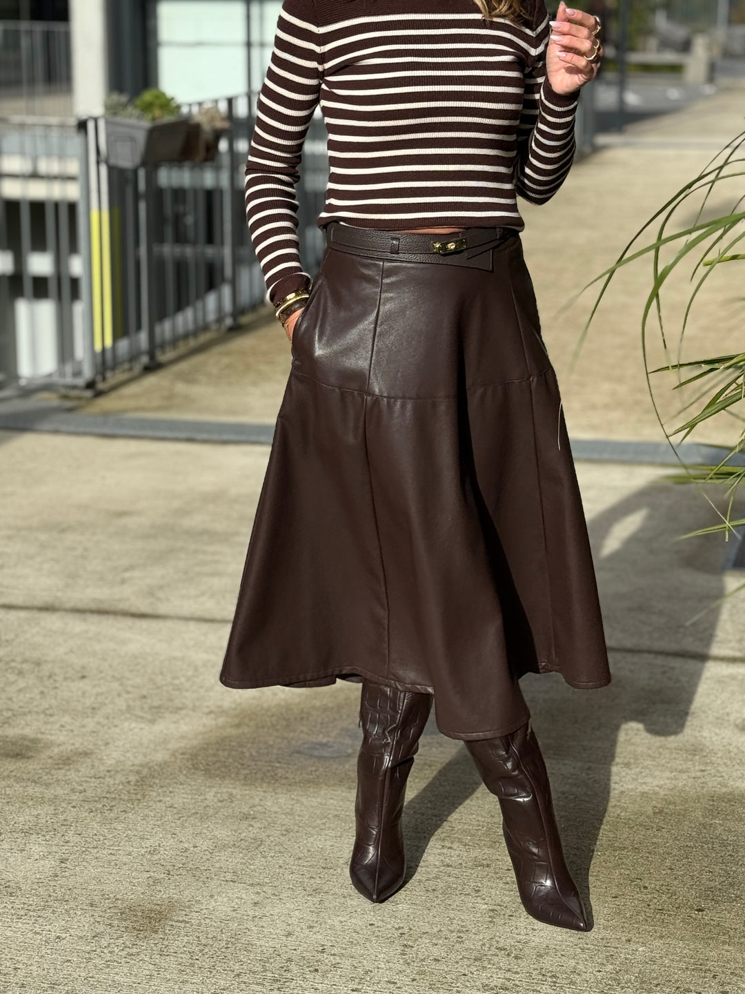 Jupe simili cuir longue 27223