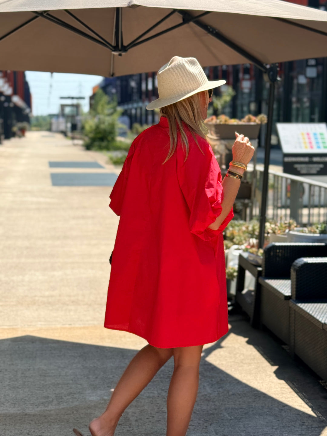 Robe tunique manche bouffante ROUGE 3165
