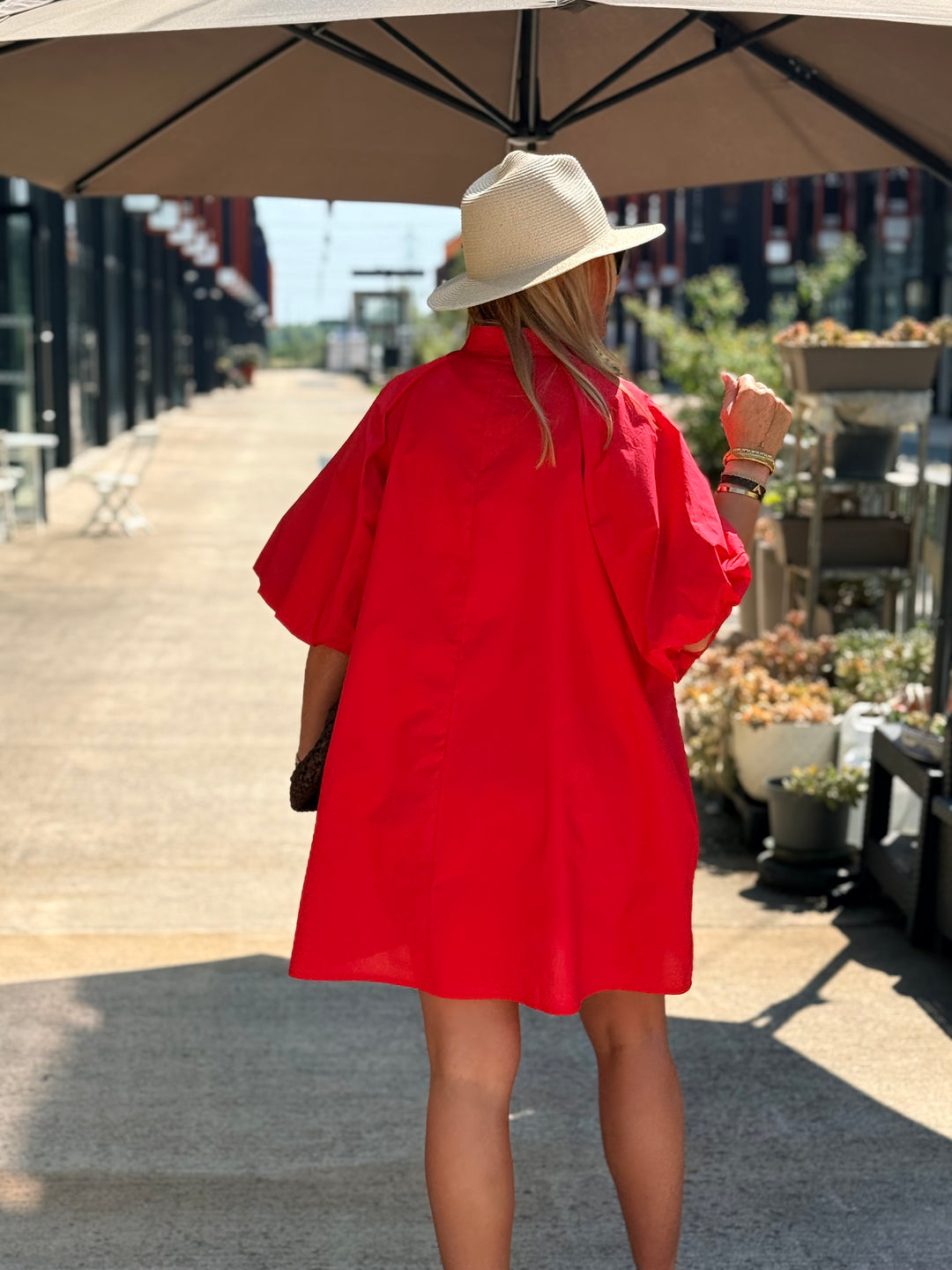 Robe tunique manche bouffante ROUGE 3165