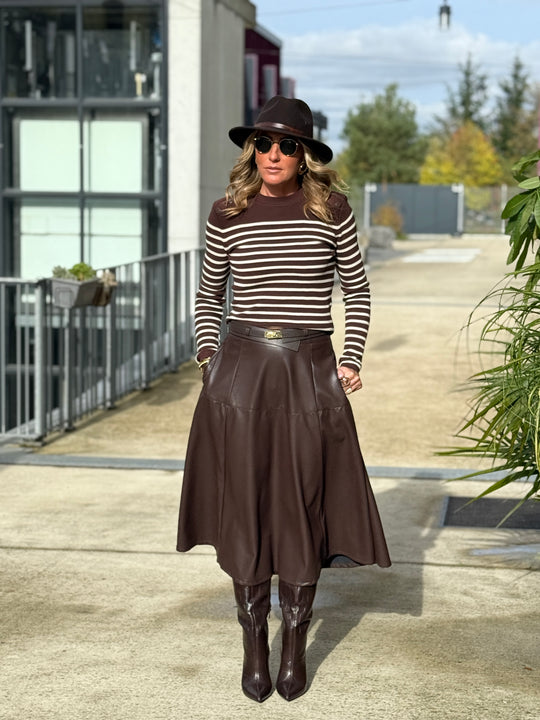 Jupe simili cuir longue 27223