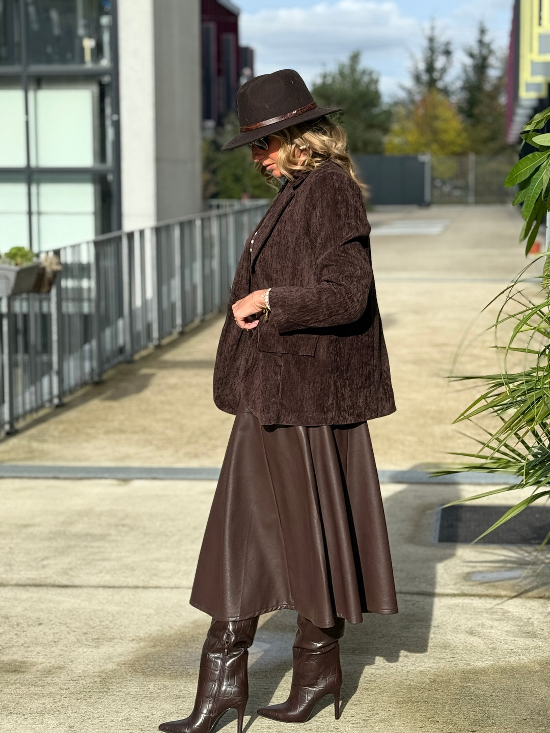 Jupe simili cuir longue 27223