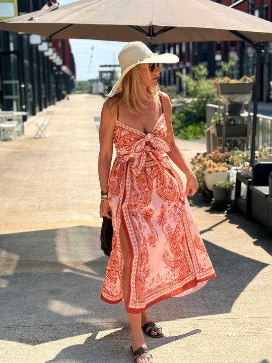 Robe imprimée à noeuds 26012