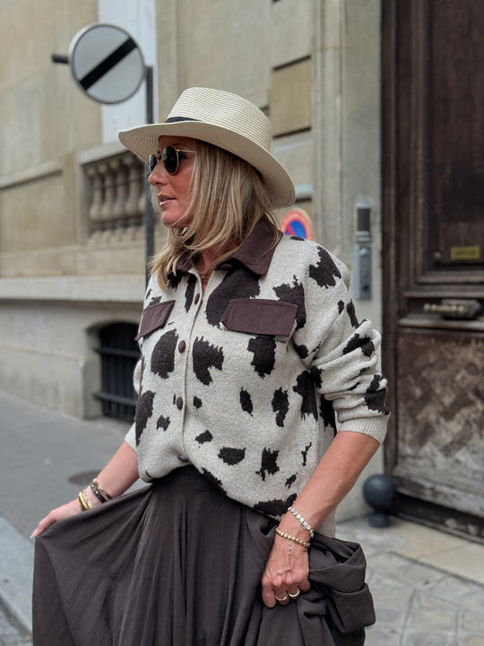 Pull/gilet manches longues imprimé animal 1725