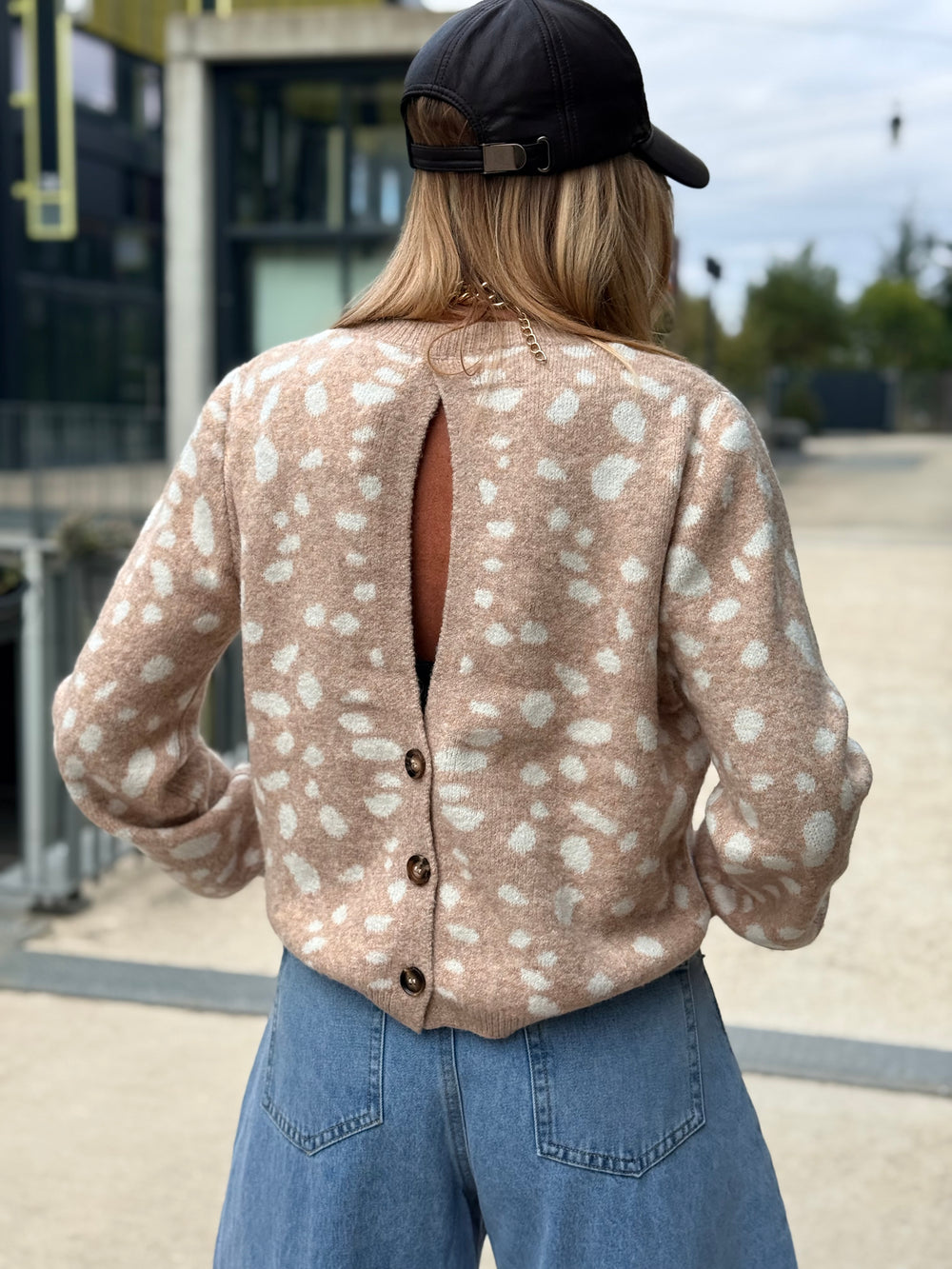 Pull Bambi dos boutons 2766 beige