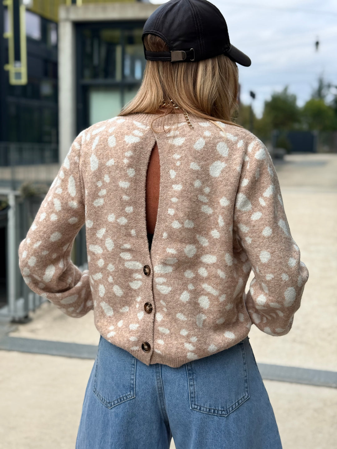Pull Bambi dos boutons 2766 beige
