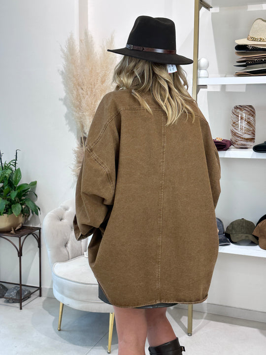 Veste jean gros boutons camel H10026