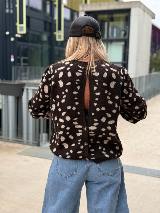 Pull Bambi dos boutons 2766 Choco