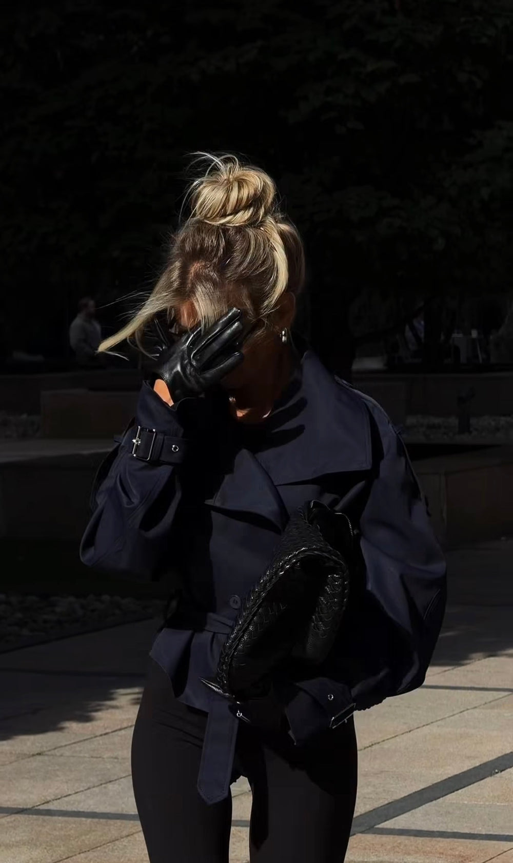 Trench manches bouffantes Bleu marine 3193