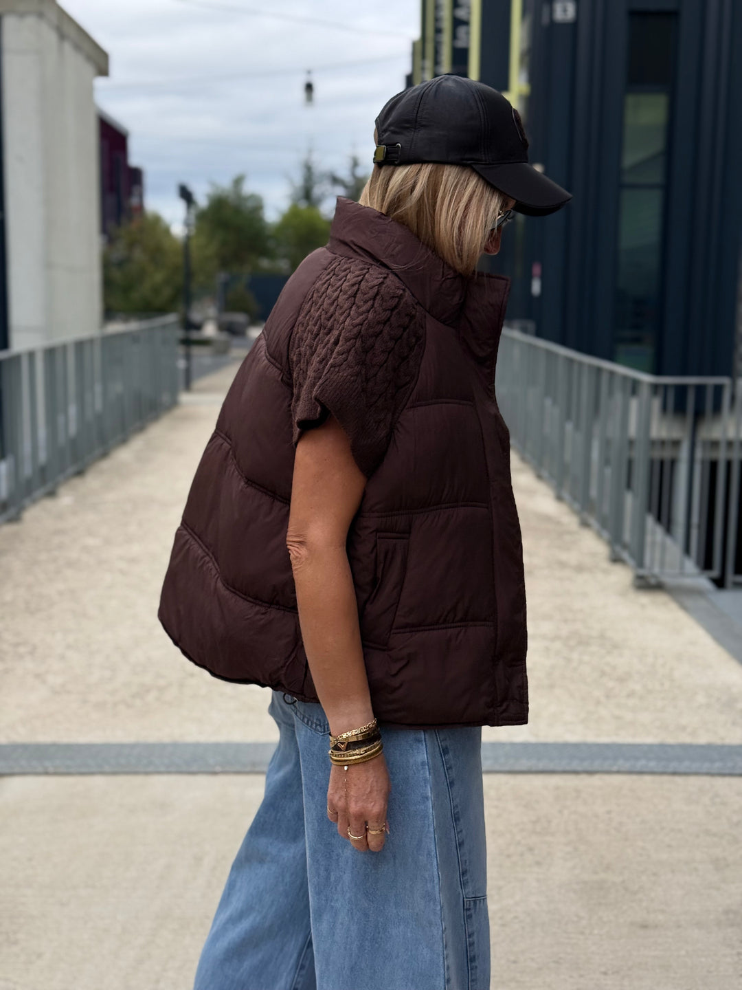 Doudoune manches courts tricoté 10332 Choco