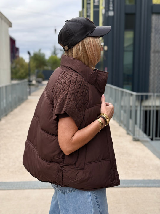 Doudoune manches courts tricoté 10332 Choco