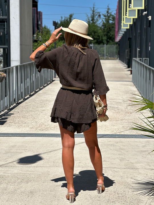 Combi short manchette Choco