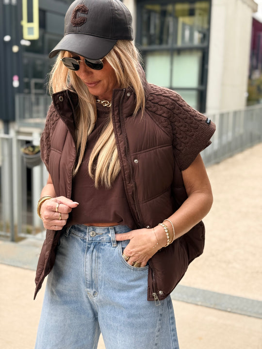 Doudoune manches courts tricoté 10332 Choco