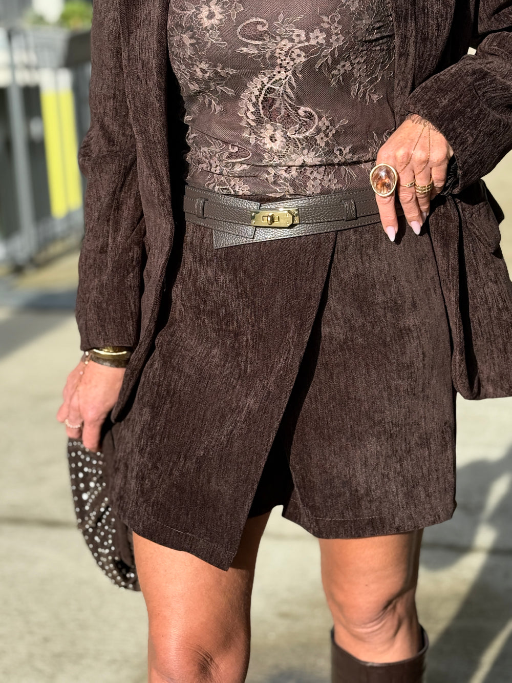 Jupe short velour simple