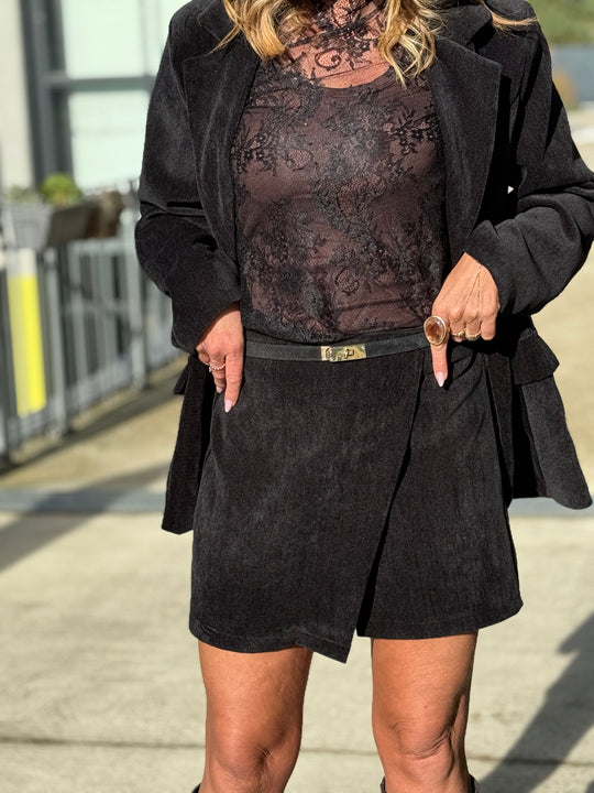 Jupe short velour simple