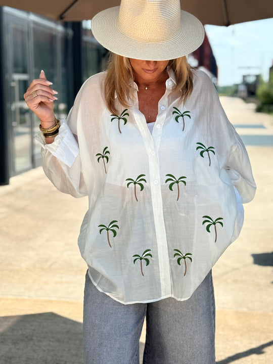 Chemise fluide motif palmier 10983