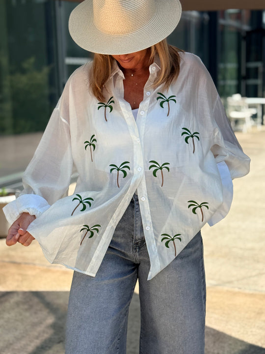 Chemise fluide motif palmier 10983