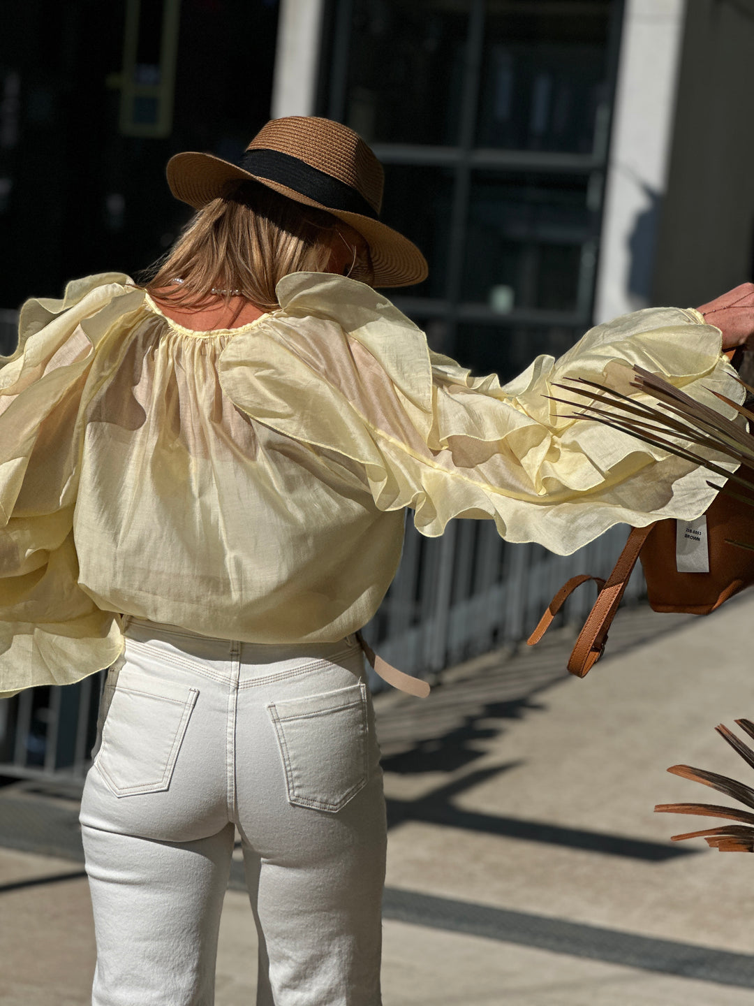 Blouse bouffante volant Jaune flamenco