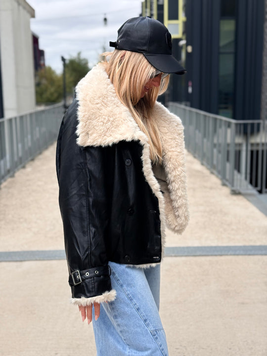 Veste similicuir fourrure moumoute 8870