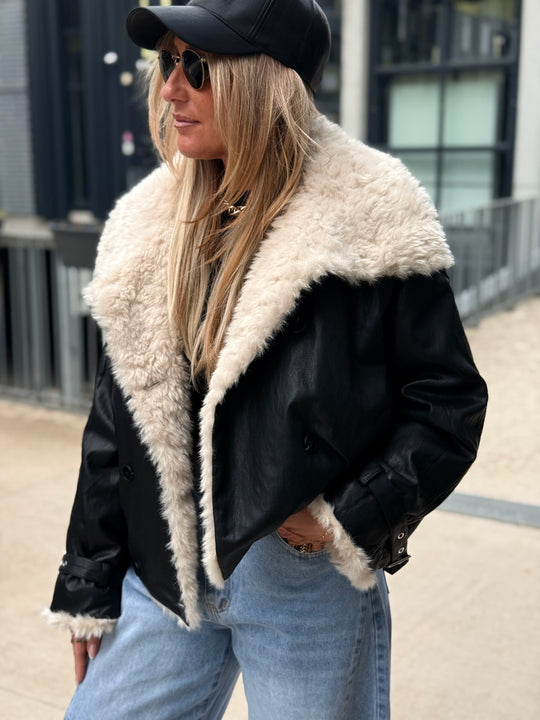 Veste similicuir fourrure moumoute 8870