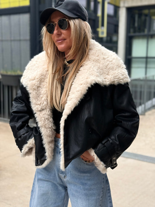 Veste similicuir fourrure moumoute 8870