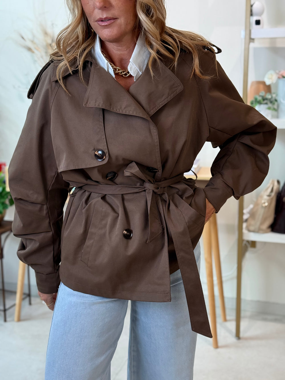 Trench manches bouffantes Choco 202380