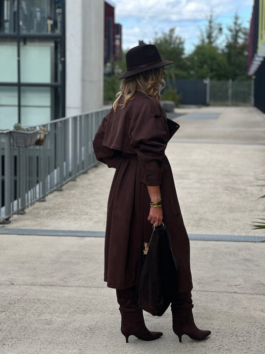 Trench long daim fluide Choco w24759
