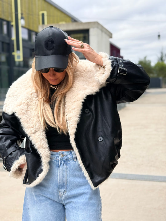 Veste similicuir fourrure moumoute 8870