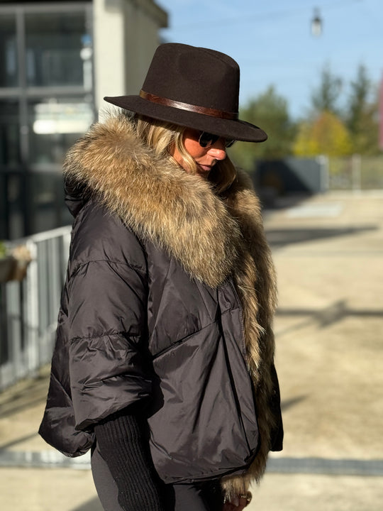 Doudoune court capuche renard