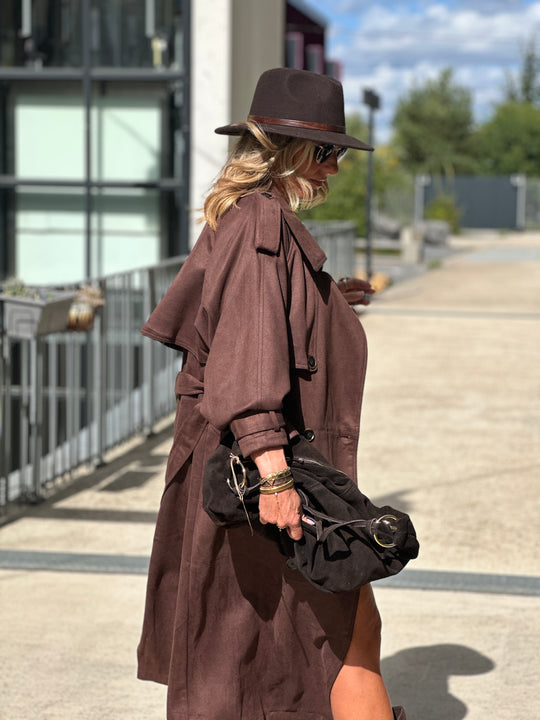 Trench long daim fluide Choco w24759