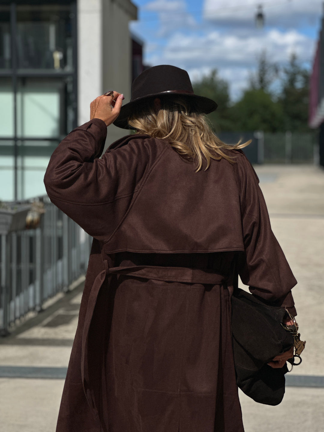Trench long daim fluide Choco w24759