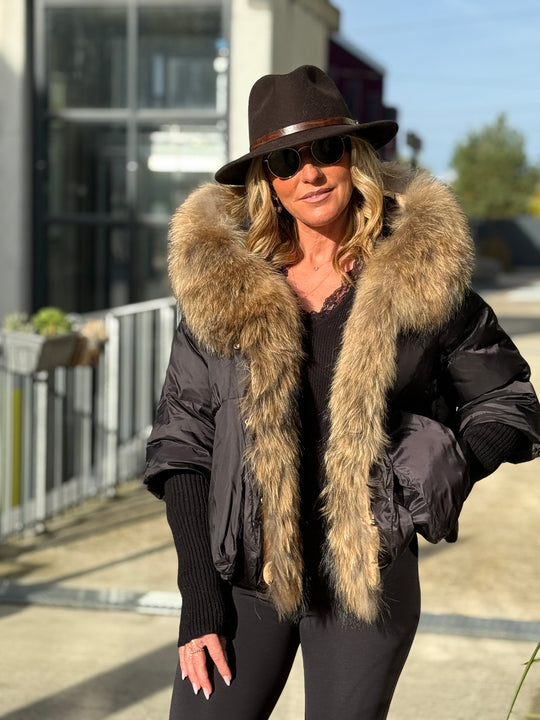 Doudoune court capuche renard