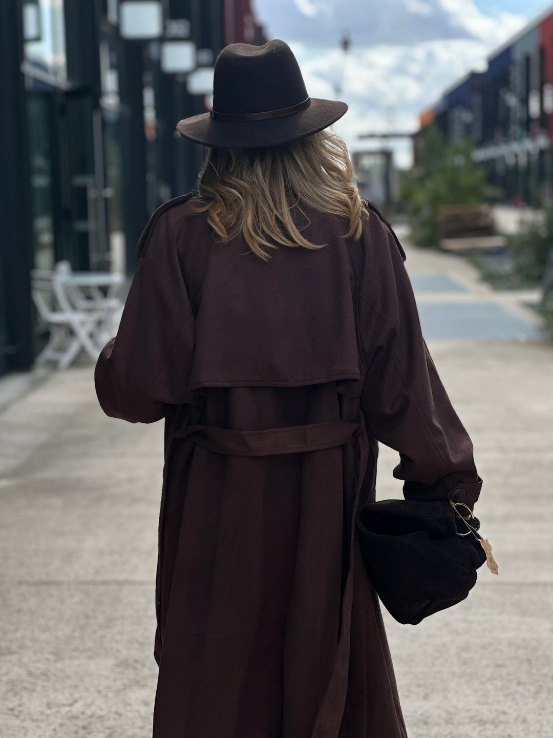 Trench long daim fluide Choco w24759