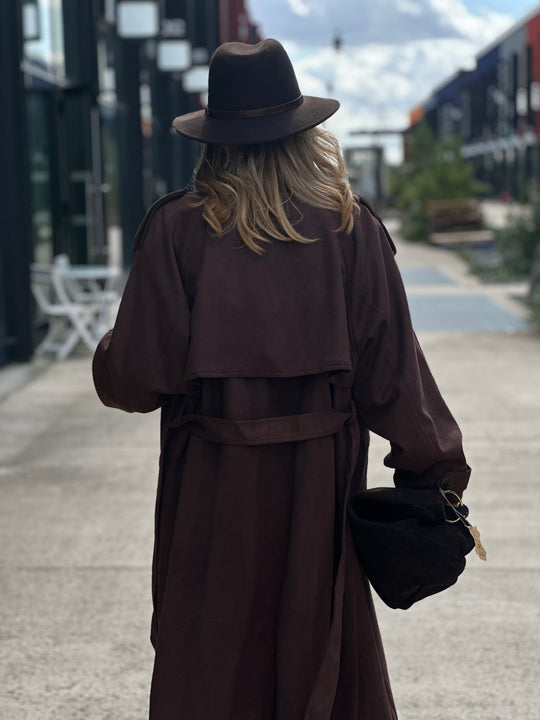 Trench long daim fluide Choco w24759