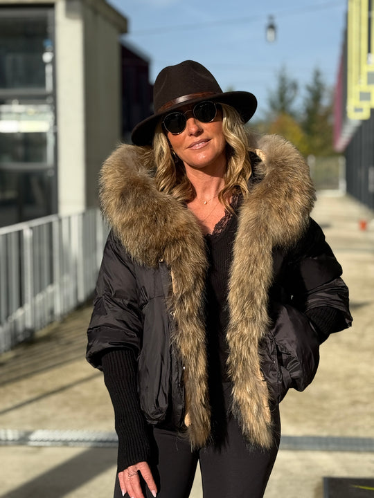 Doudoune court capuche renard