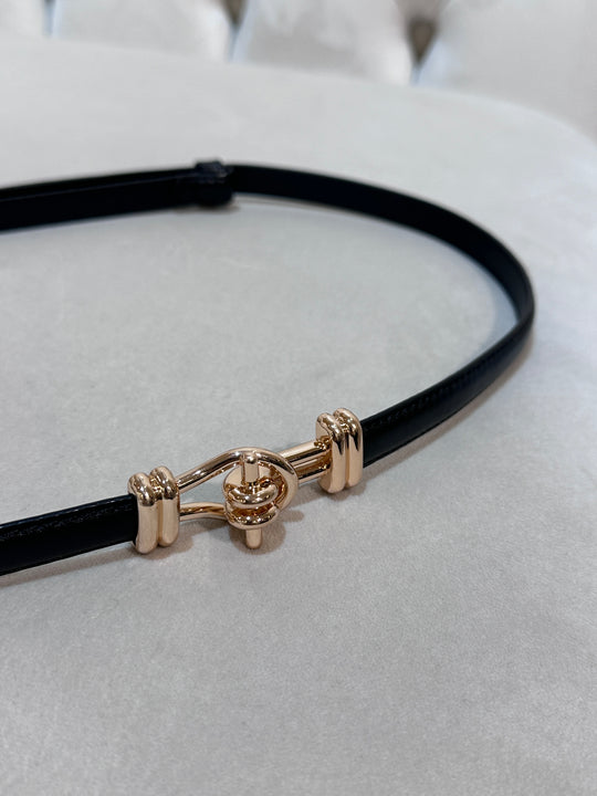 Ceinture cuir boucle or noir
